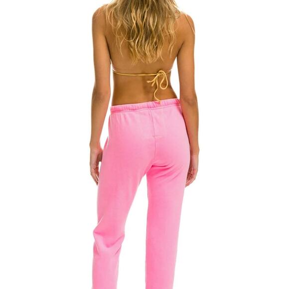 NWT Aviator Nation Logo Womens Sweatpants Neon Pink Sz S - Picture 3 of 4